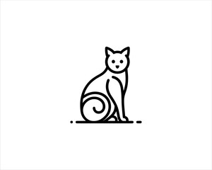 
Minimalist Cat line art logo design icon vector illustration. Animal logotype concept. Cat Outline logo.