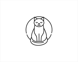 
Minimalist Cat line art logo design icon vector illustration. Animal logotype concept. Cat Outline logo.