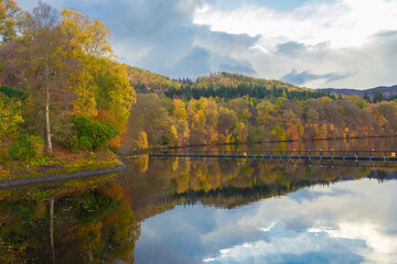 Pitlochry  Dam and Fish Ladder spans the River Tummel at Pitlochry in Perthshire, Scotland UK.
