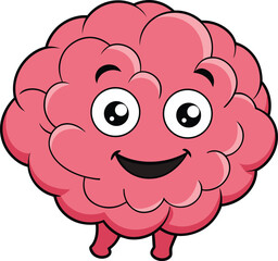 Cartoon brain with smiling face illustration
