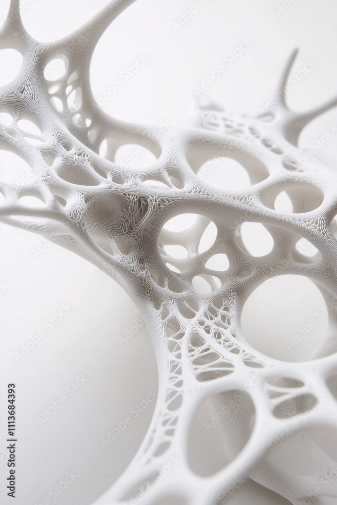 Poster a 3d-printed composite structure with intricate design details on a clean background