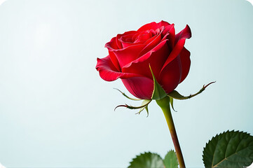 red rose on a blue background