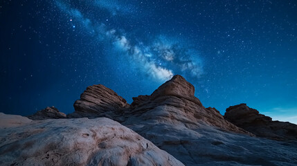 Obraz premium Rock formations under a starry night sky in a desert national park