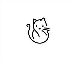 
Minimalist Cat line art logo design icon vector illustration. Animal logotype concept. Cat Outline logo.