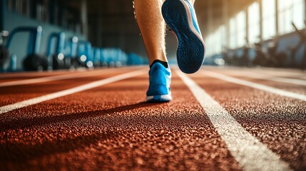 Fototapeta premium Close up of runners feet running on a track.