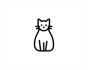 
Minimalist Cat line art logo design icon vector illustration. Animal logotype concept. Cat Outline logo.