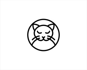 
Minimalist Cat line art logo design icon vector illustration. Animal logotype concept. Cat Outline logo.