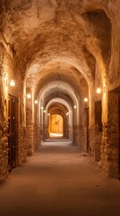 Obraz premium Stables in the dungeon of the abandoned castle HD 8K wallpaper Stock Photographic Image