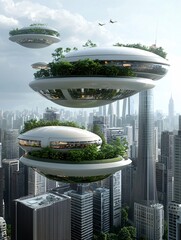 Fototapeta premium Presentation of a futuristic cityscape featuring architectural innovations made possible by advanced composites