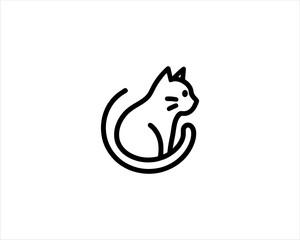 
Minimalist Cat line art logo design icon vector illustration. Animal logotype concept. Cat Outline logo.