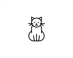 
Minimalist Cat line art logo design icon vector illustration. Animal logotype concept. Cat Outline logo.