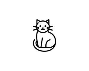 Minimalist Cat line art logo design icon vector illustration. Animal logotype concept. Outline cat logo.
