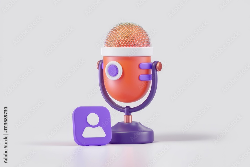 Poster A 3D rendering of a microphone with a user icon.