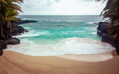 São Tomé, deserted beach landscape, overlooking the sea