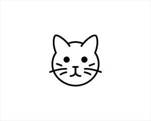 Minimalist Cat line art logo design icon vector illustration. Animal logotype concept. Outline cat logo.