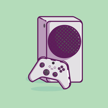 Simple game console and controller Xbox Series S cartoon vector illustration Collection of game console concept icon isolated