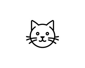 Minimalist Cat line art logo design icon vector illustration. Animal logotype concept. Outline cat logo.