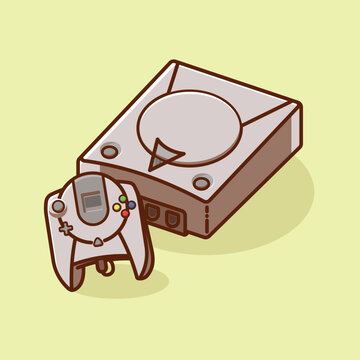 Simple game console and controller SEGA Dreamcast cartoon vector illustration Collection of game console concept icon isolatedtitled-2