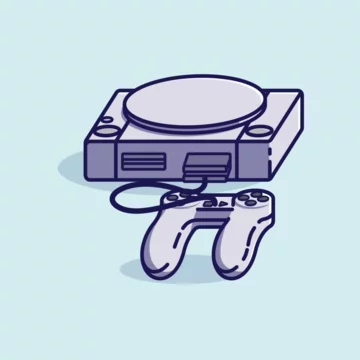 Simple game console and controller playstation 1 cartoon vector illustration Collection of game console concept icon isolated