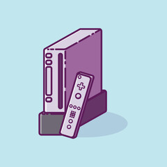 Simple game console and controller Nintendo Wii cartoon vector illustration Collection of game console concept icon isolated © Satisfactoons