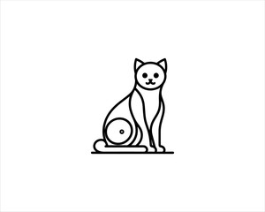 Minimalist Cat line art logo design icon vector illustration. Animal logotype concept. Outline cat logo.