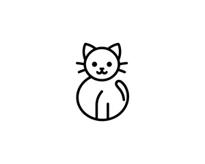 Minimalist Cat line art logo design icon vector illustration. Animal logotype concept. Outline cat logo.