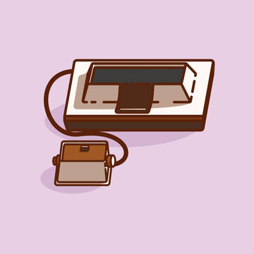 Simple game console and controller Magnavox odyssey cartoon vector illustration Collection of game console concept icon isolated