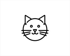 Minimalist Cat line art logo design icon vector illustration. Animal logotype concept. Outline cat logo.