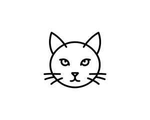 Minimalist Cat line art logo design icon vector illustration. Animal logotype concept. Outline cat logo.