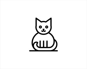 Minimalist Cat line art logo design icon vector illustration. Animal logotype concept. Outline cat logo.