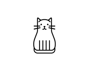Minimalist Cat line art logo design icon vector illustration. Animal logotype concept. Outline cat logo.