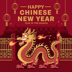 Happy Chinese New Year Dragon Celebration Design