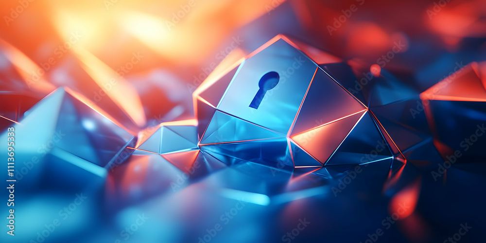 Aufkleber Abstract representation of security with geometric shapes and a keyhole.
