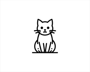 Minimalist Cat line art logo design icon vector illustration. Animal logotype concept. Outline cat logo.