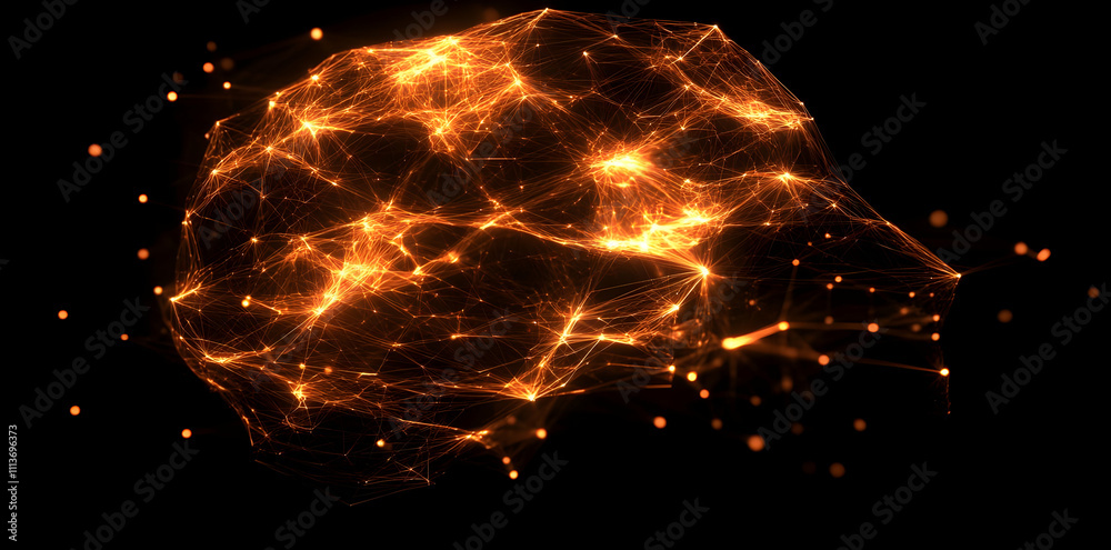 Aufkleber Abstract representation of a brain with glowing connections, symbolizing neural networks.