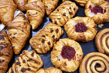 Cakes in pastry shop
