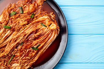 Traditional korean food kimchi photography . Top view