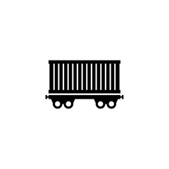 Vector icon of a classic black freight train car.