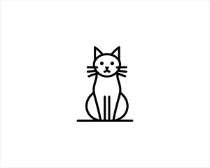 Minimalist Cat line art logo design icon vector illustration. Animal logotype concept. Outline cat logo.