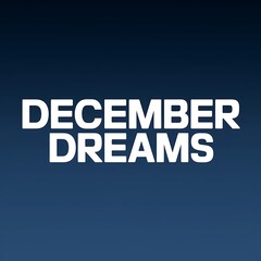 Fototapeta premium December Dreams White Text on Blue Background