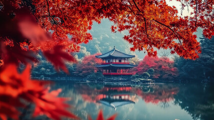 Obraz premium the nature of Japan. the architecture of Japan. Japanese city