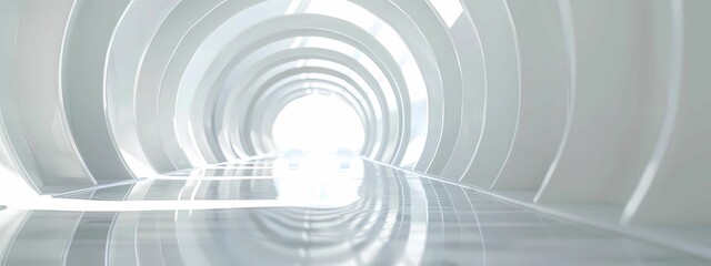 Obraz premium white tunnel with shining light and clear walls