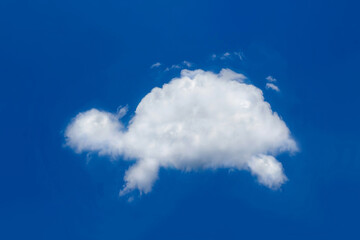 Fresh blue sky with floated white soft and fluffy clouds shown shaping like a turtle creep or...
