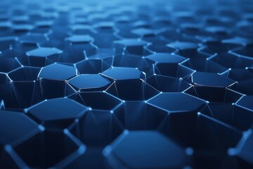 Obraz premium Abstract Blue Hexagon Pattern Background - Geometric Design, Technology, and Modern Art