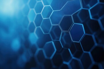 Abstract Blue Hexagon Pattern Background - Digital Technology and Innovation