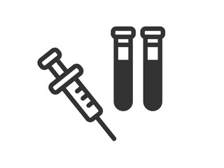 採血した血液のアイコン（線画）のイラスト