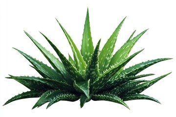 Fototapeta premium Lush Green Aloe Vera Plant Isolated On White Background