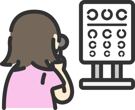woman looking at eye chart, pink shirt clip art preview