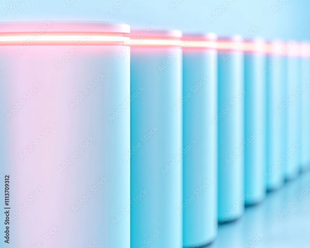 Poster Futuristic Technology Glowing Supercomputers in Modern Data Center for Advanced Innovation