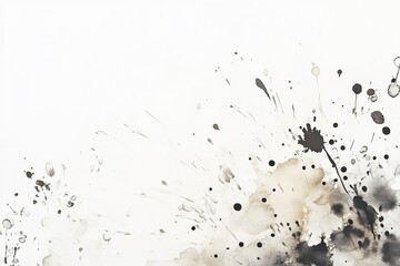 Abstract black ink splatter on white background.